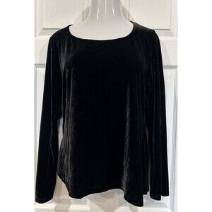 Stretch Black Velour Top Elegant Party Comfort Plus Size 1X Pajamagram